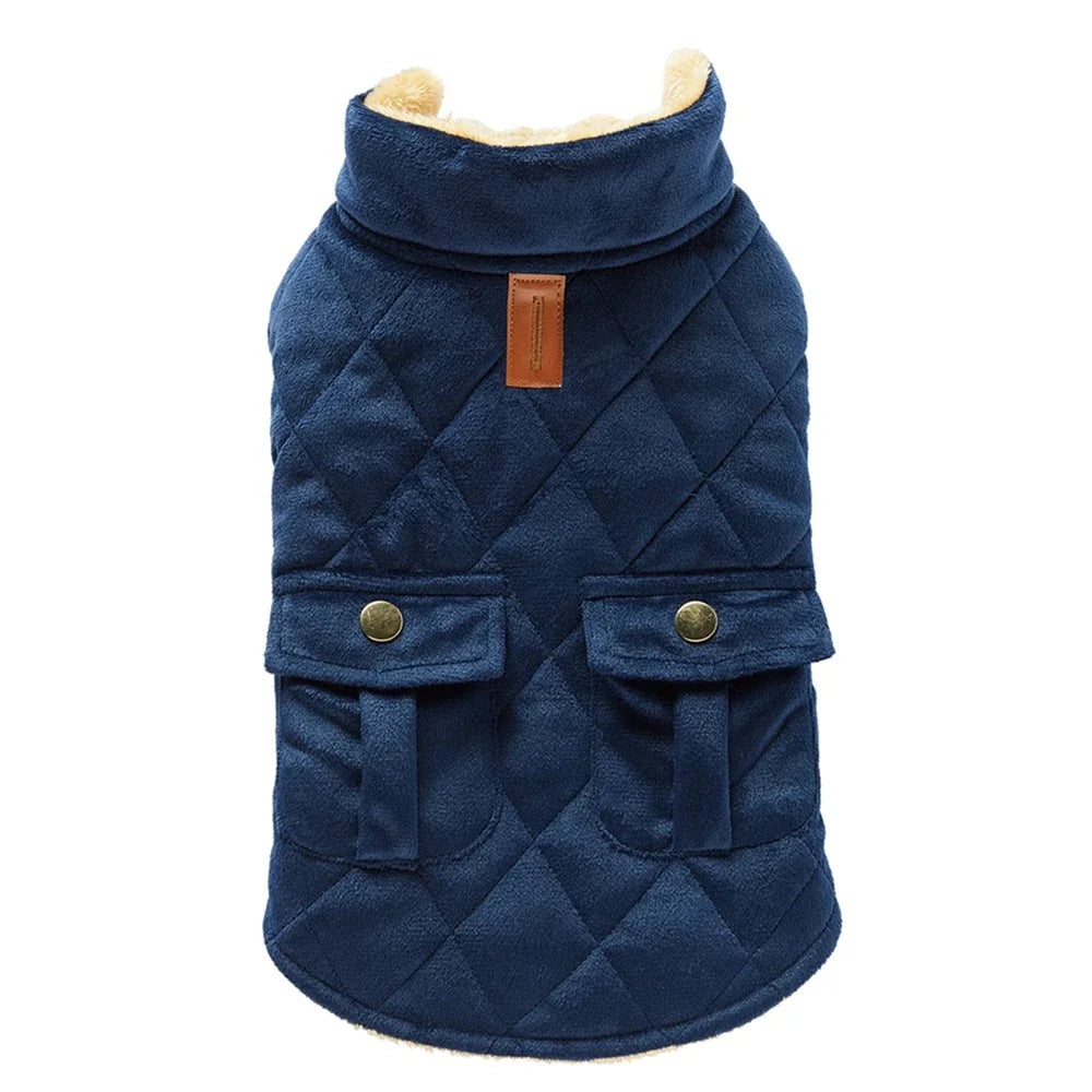 Winter Warm Plush Dog Coats With Double Pockets For Small Medium Large Dogs