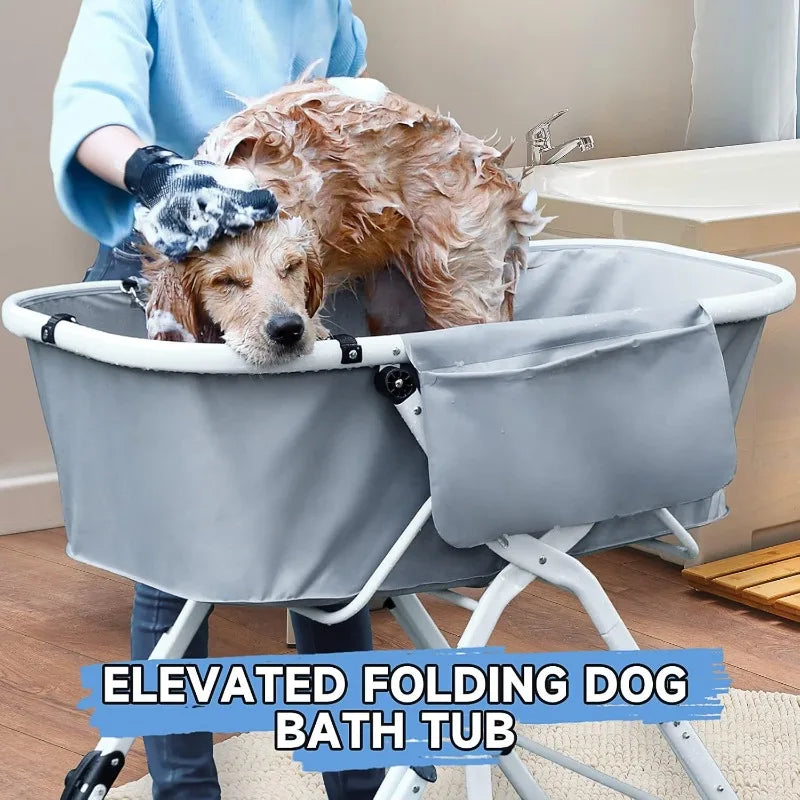 Elevated Stainless Steel Dog Bath Tubs Foldable Station For Large Pets