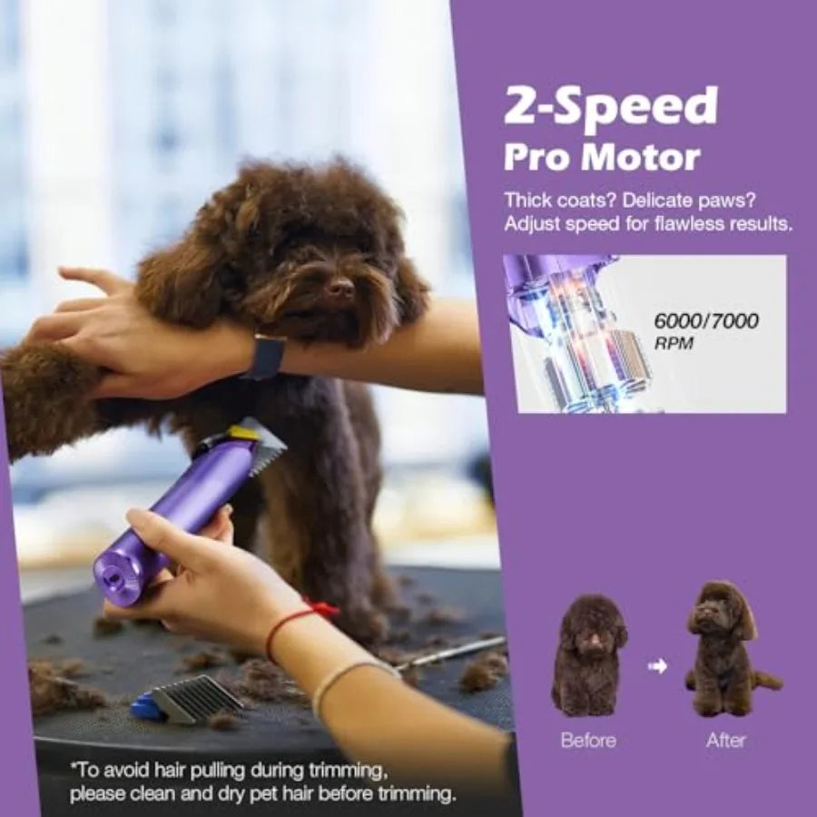 MDNG Cordless Pet Grooming Dual-Speed Clipper With 5-in-1 A5 Blade