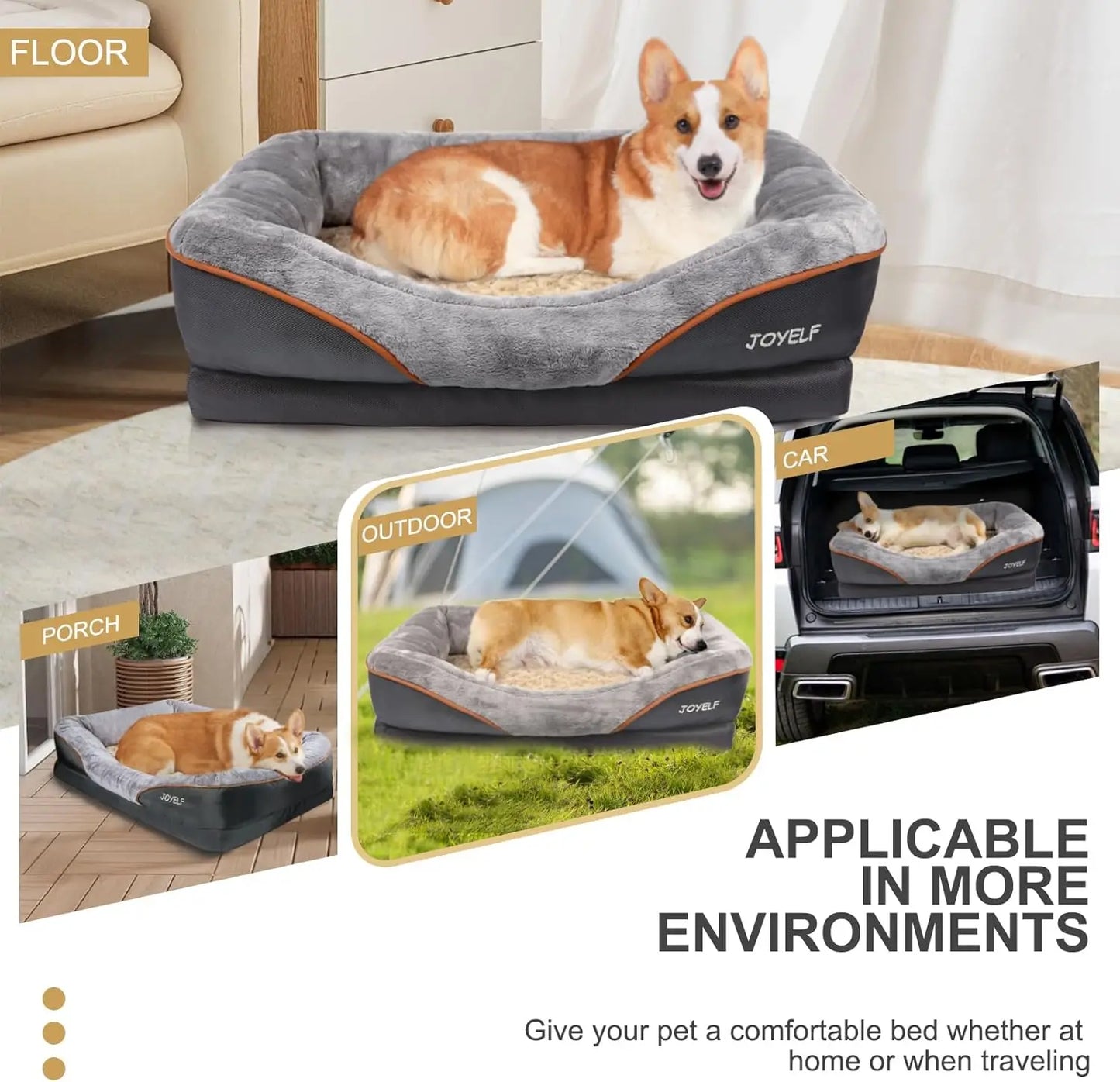 Orthopedic Dog Bed With Removable Washable Cover And Squeaker Toy Gift