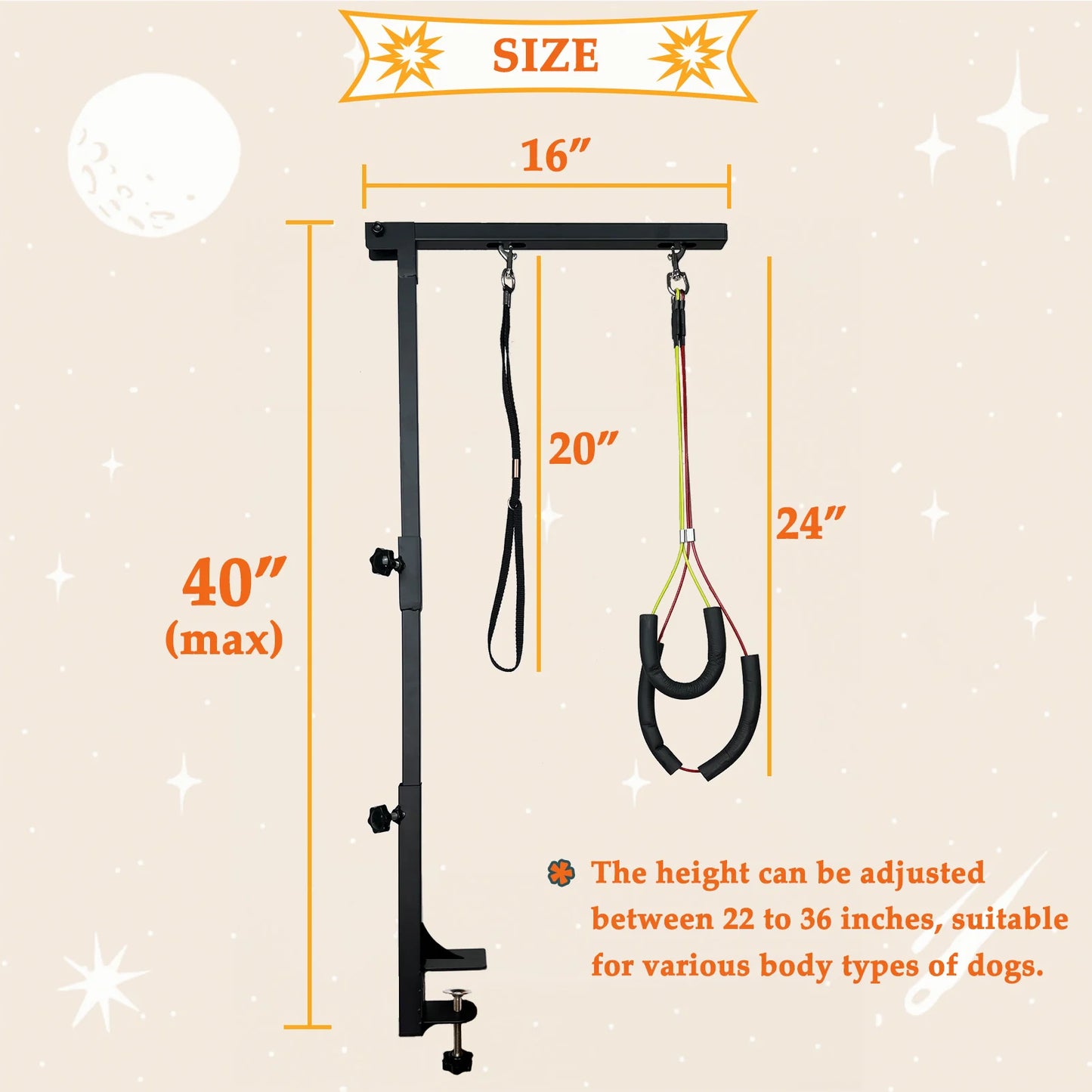 NONECN Adjustable Dog Grooming Arm With Clamp And Loops