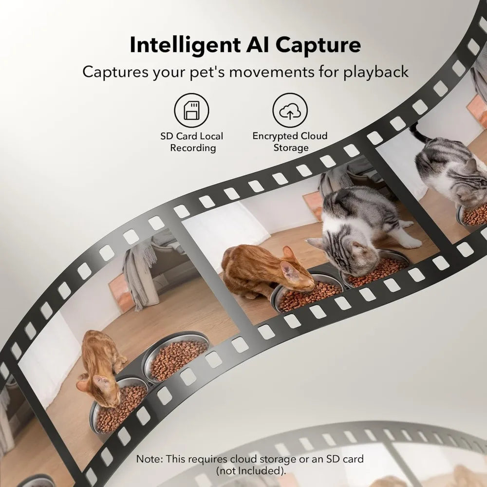 Automatic Cat Feeder with Camera for Two Cats 1080P HD Video with Night Vision 5G WiFi Pet Feeder with Two Way Audio Sound Alerts