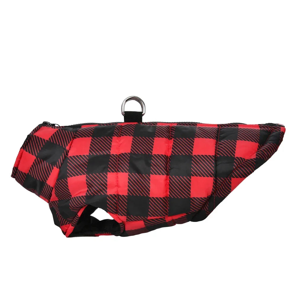 Plaid Winter Coat For Small Dogs And Cats With Zipper Waterproof