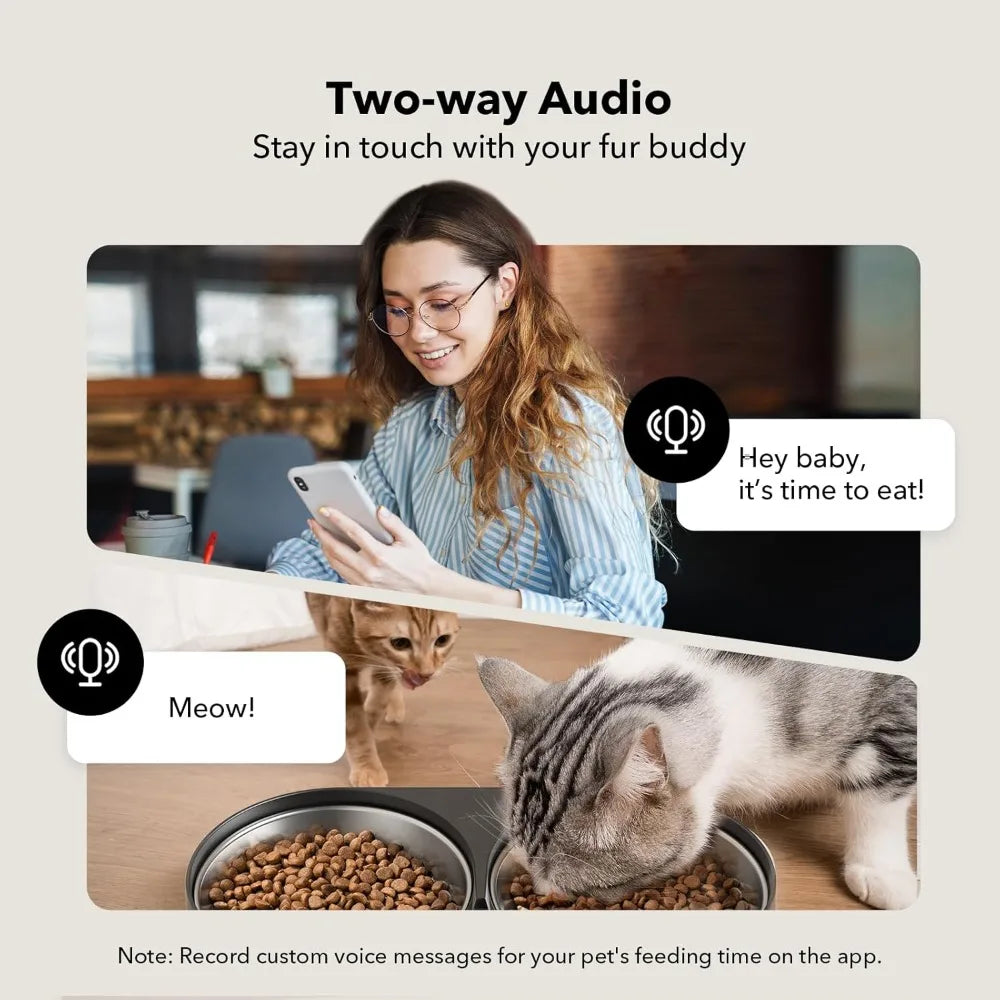 Automatic Cat Feeder with Camera for Two Cats 1080P HD Video with Night Vision 5G WiFi Pet Feeder with Two Way Audio Sound Alerts