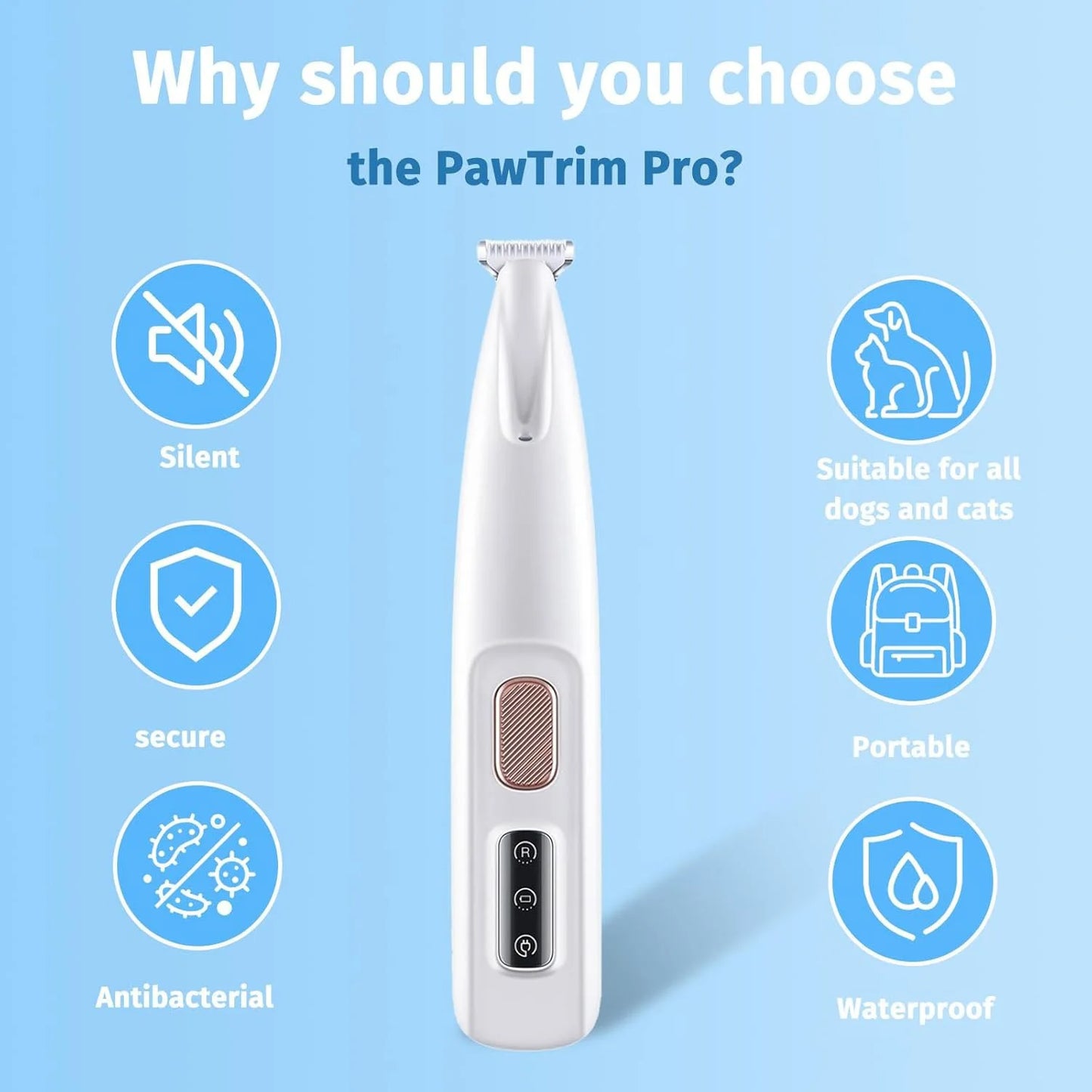 Paw Trimmer For Cats And Dogs Rechargeable LED Light