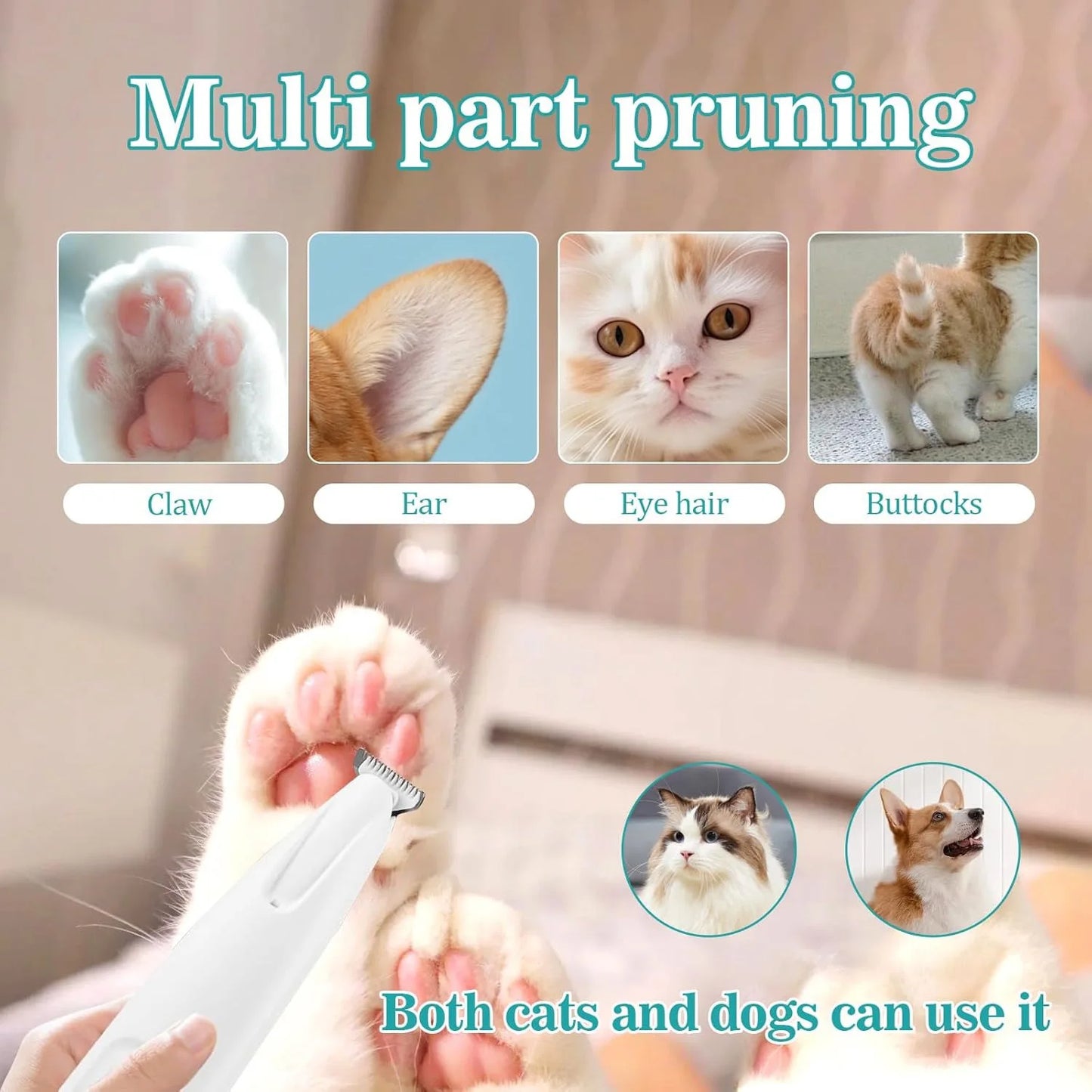 Paw Trimmer For Cats And Dogs Rechargeable LED Light