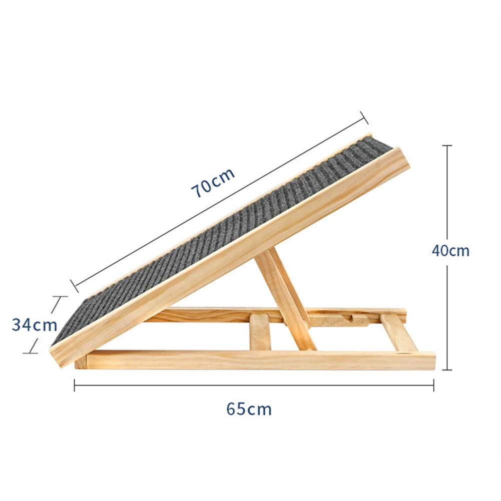TWISTER.CK Dog Ramp Ladder Natural Pine Wooden Folding Anti Skid