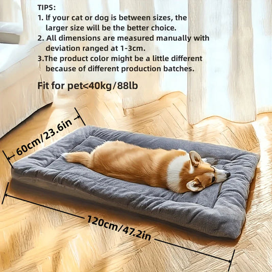 Plush Dog Bed Sofa Eight Grid Thick Soft Pet Mat Anti Slip