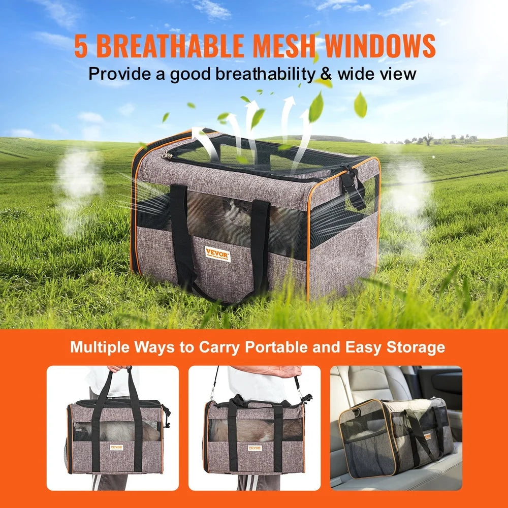 Airline Approved Cat Carrier with Wheels Rolling Pet Travel Bag for Small Medium Dogs and Cats Comfortable Design Easy Transport