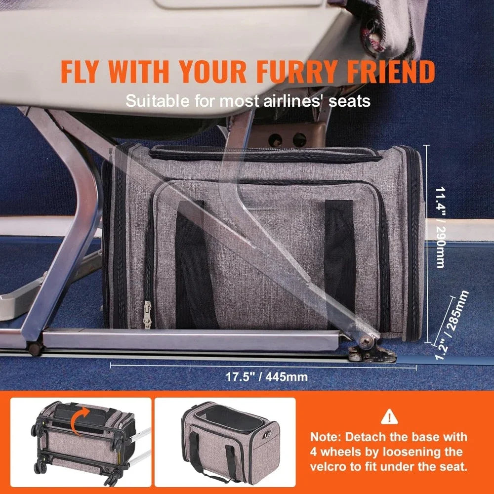 Airline Approved Pet Carrier With Wheels Expandable
