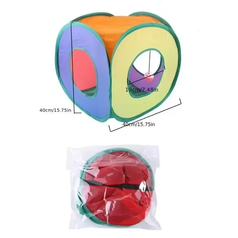 Foldable Cat Tunnels Inside Cube Tent Kitten Toy For Cats And Small Dogs