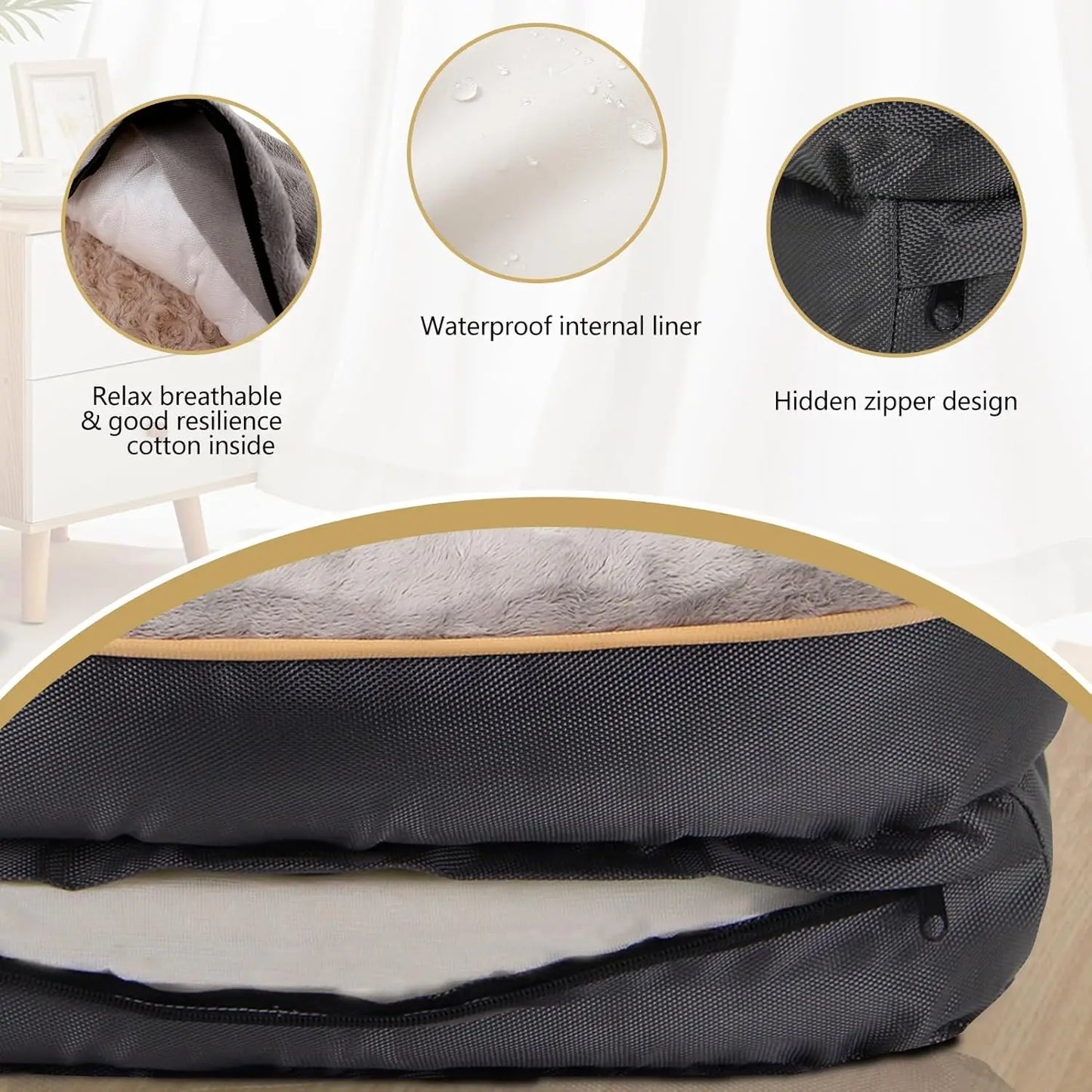 Orthopedic Dog Bed With Removable Washable Cover And Squeaker Toy Gift
