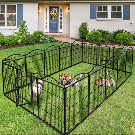 BINGOPAW Dog Playpen Eight Panels Folding Indoor Outdoor Anti Rust Fence