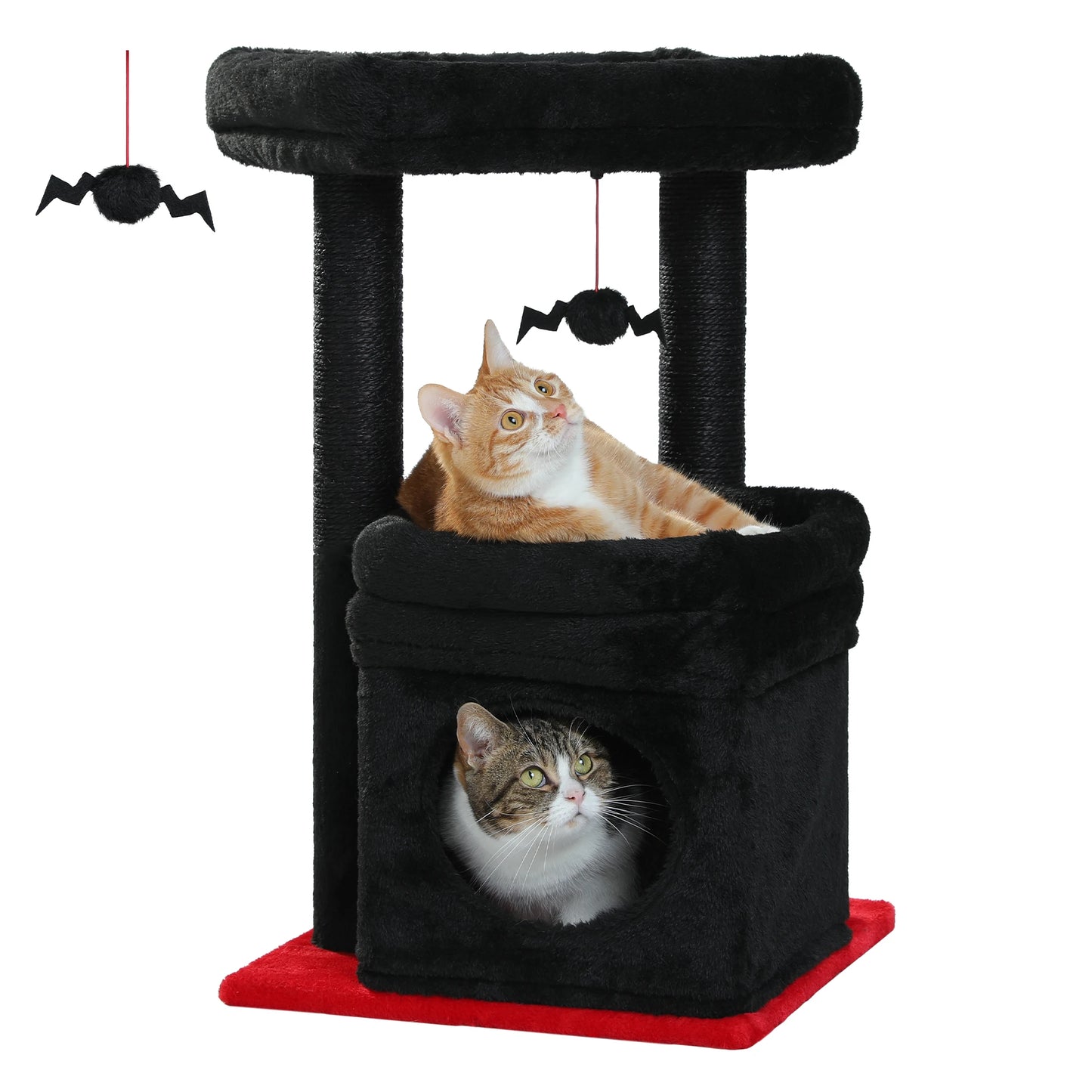 Cat Tree Cat Tower with Cozy Condo Wide Top Perch Natural Sisal Posts Soft Plush Playful Pom Pom Suitable for 1 to 2 Indoor Cats
