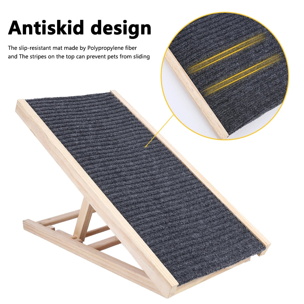 TWISTER.CK Dog Ramp Ladder Natural Pine Wooden Folding Anti Skid