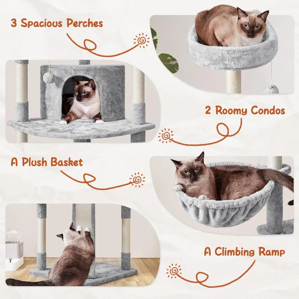 Yaheetech 76 Inch Large Cat Tree Multilevel Tower With Perches Condos