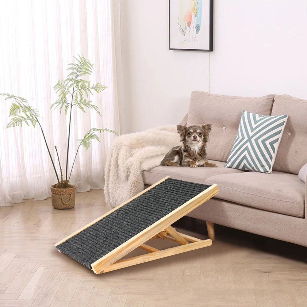TWISTER.CK Dog Ramp Ladder Natural Pine Wooden Folding Anti Skid