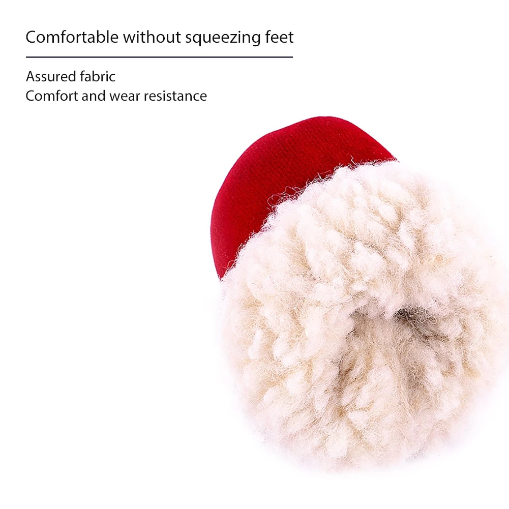 4 Pcs Dog Snow Boots Warm Plush Shoes Non Slip Soles For Small Medium Dogs Cats