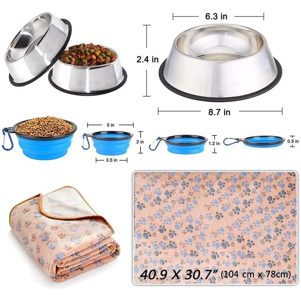 Puppy Supplies Starter Kit 39 Piece Set For New Puppies With Leash Toys Bowl