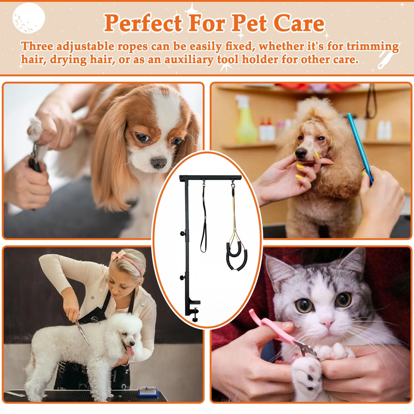 NONECN Adjustable Dog Grooming Arm With Clamp And Loops