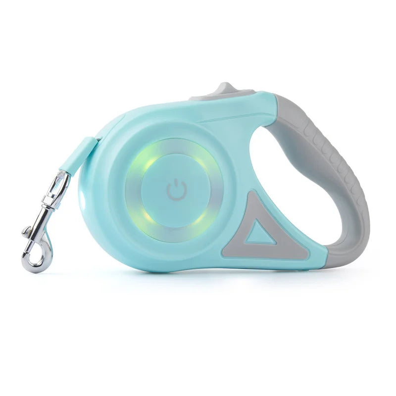 Automatic Retractable Dog Leash With LED Flashlight Durable Nylon Lead