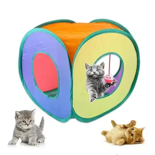 Foldable Cat Tunnels Inside Cube Tent Kitten Toy For Cats And Small Dogs