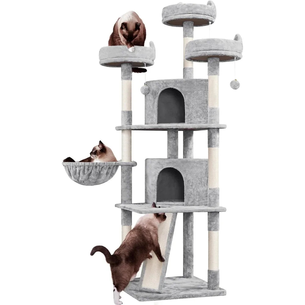 Yaheetech 76 Inch Large Cat Tree Multilevel Tower With Perches Condos