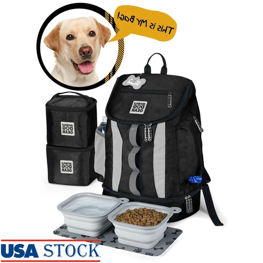 Pet Luggage Travel Backpack For Medium Dogs With Large Storage Compartments Collapsible Bowls Food Carriers Easy Access Pockets