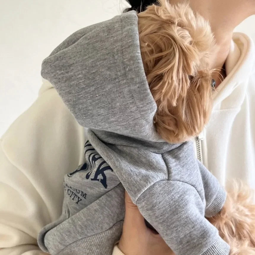Autumn Winter Pet Sweatshirts for Bichon Frise Teddy Letter Print Hoodie Fleece