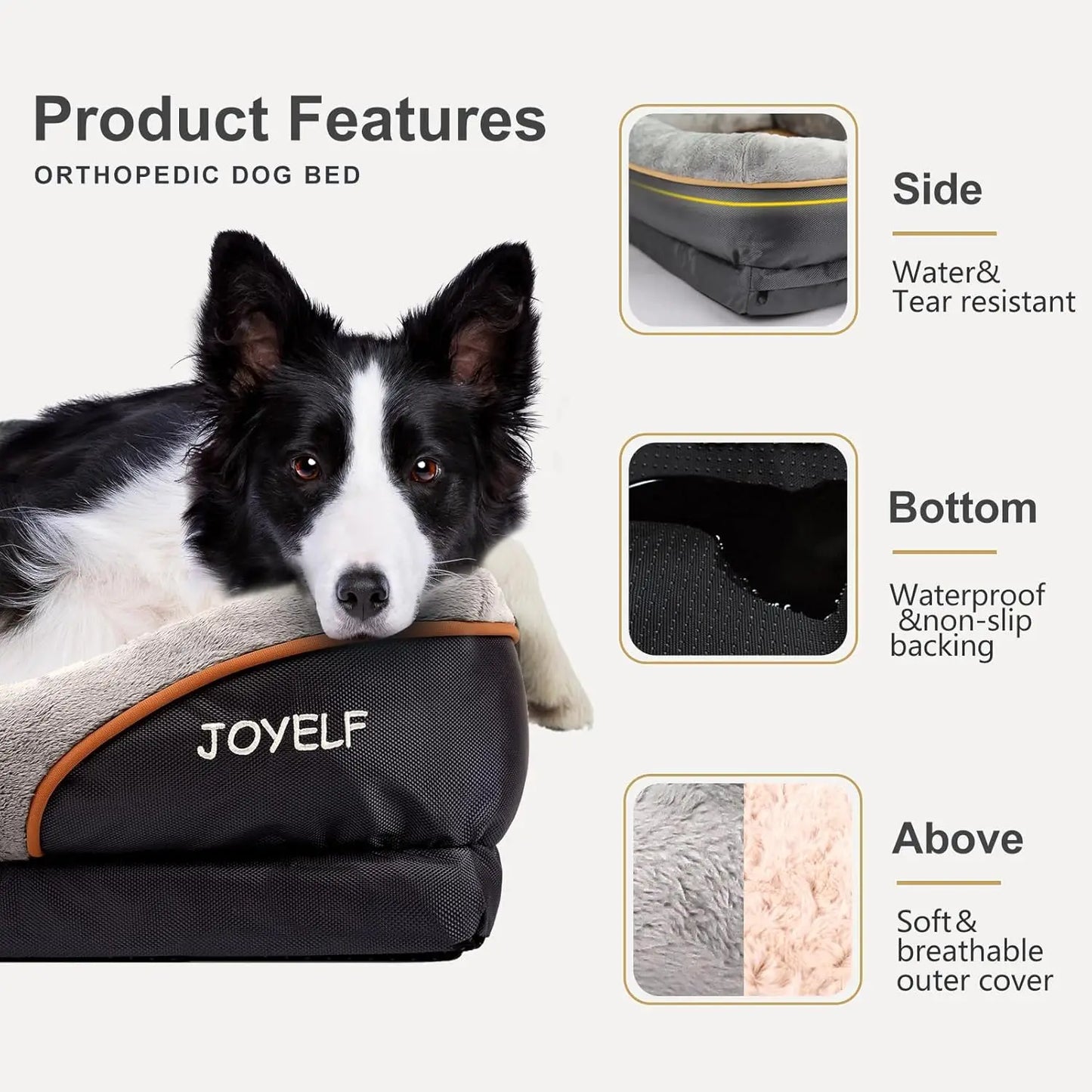 Orthopedic Dog Bed With Removable Washable Cover And Squeaker Toy Gift
