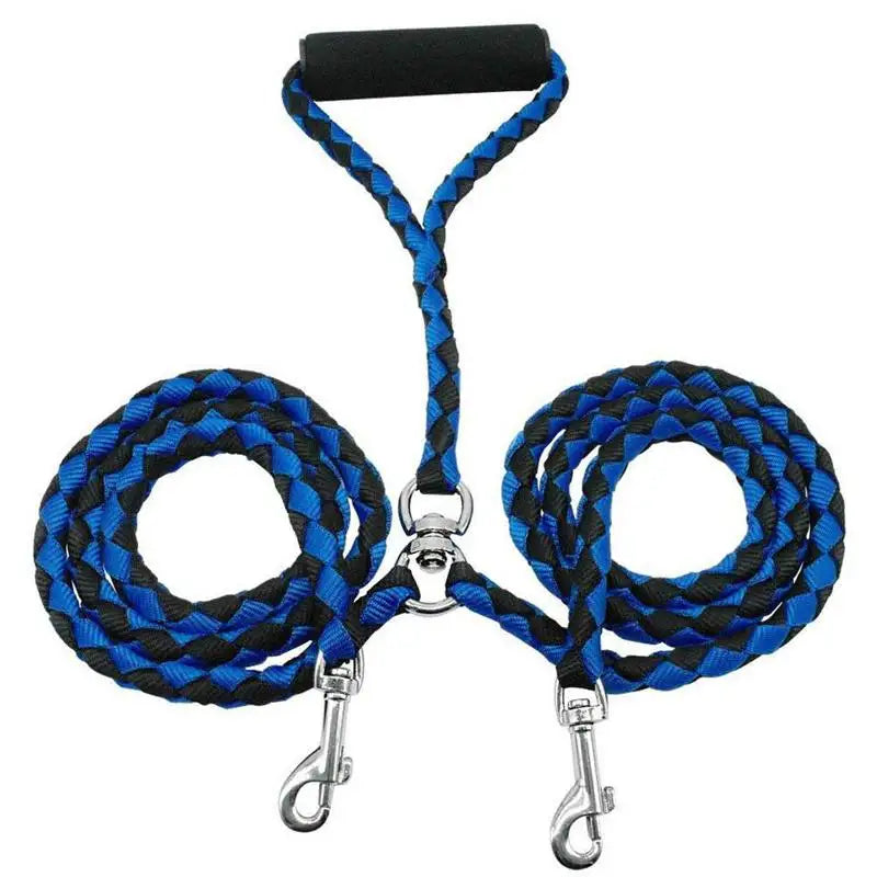Pet Double Leash 360 Rotation Knotless Walking Leash Nylon Free Traction Ropes
