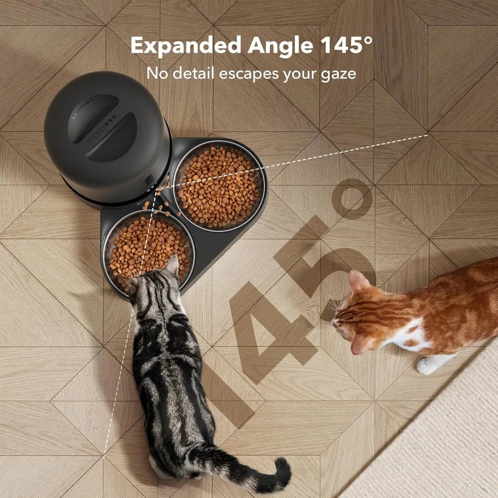 Automatic Cat Feeder with Camera for Two Cats 1080P HD Video with Night Vision 5G WiFi Pet Feeder with Two Way Audio Sound Alerts