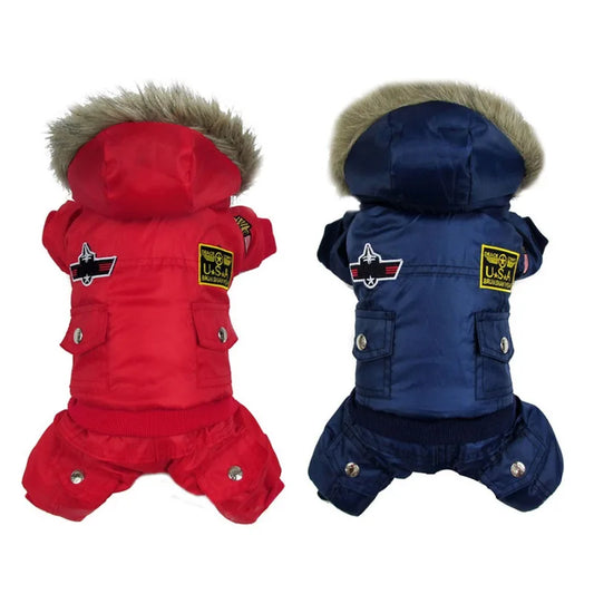 Winter Dog Coat Hooded Padded Jacket Waterproof For Small To Medium Dogs