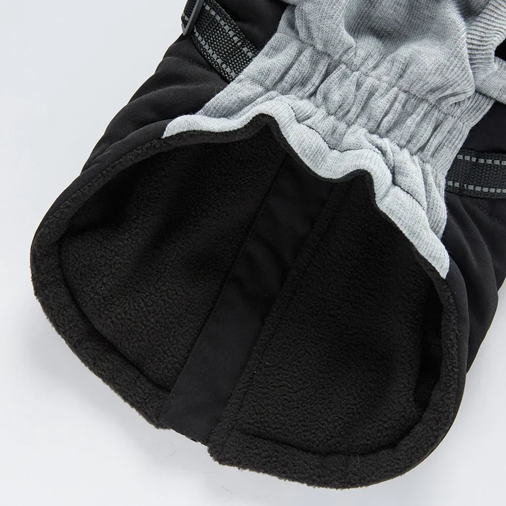 NONECN Winter Warm Dog Coat With Harness Fur Collar Outfit