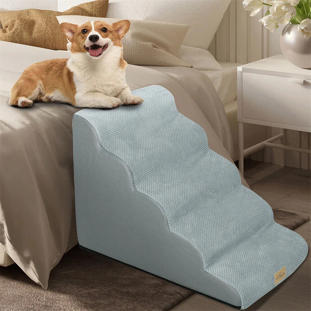 NONED Five Step Deluxe Dog Ramp Stairs For High Beds