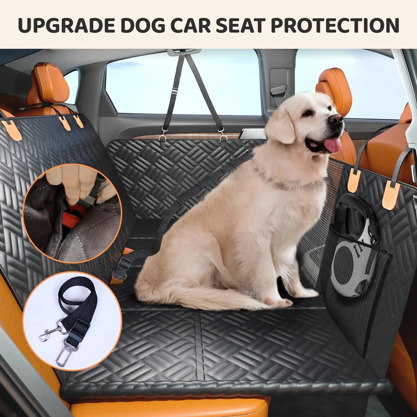 NONECN Car Rear Seat Dog Hammock Extender 600D Heavy-Duty