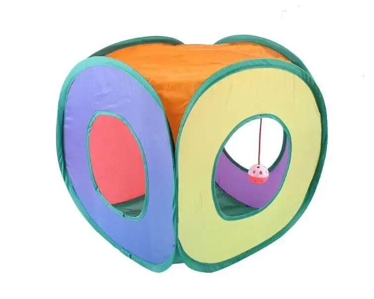 Foldable Cat Tunnels Inside Cube Tent Kitten Toy For Cats And Small Dogs