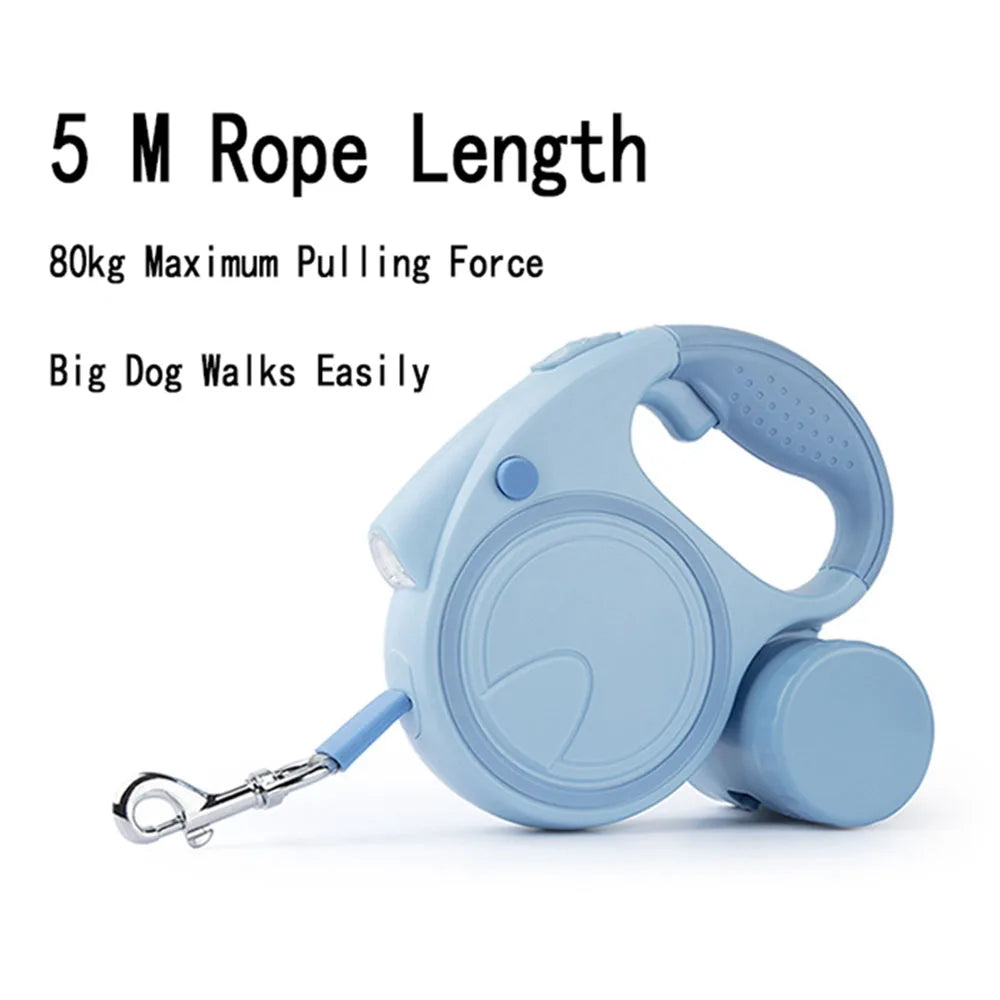 NONECN Dog Leash With LED Lights And Garbage Bag Retractable