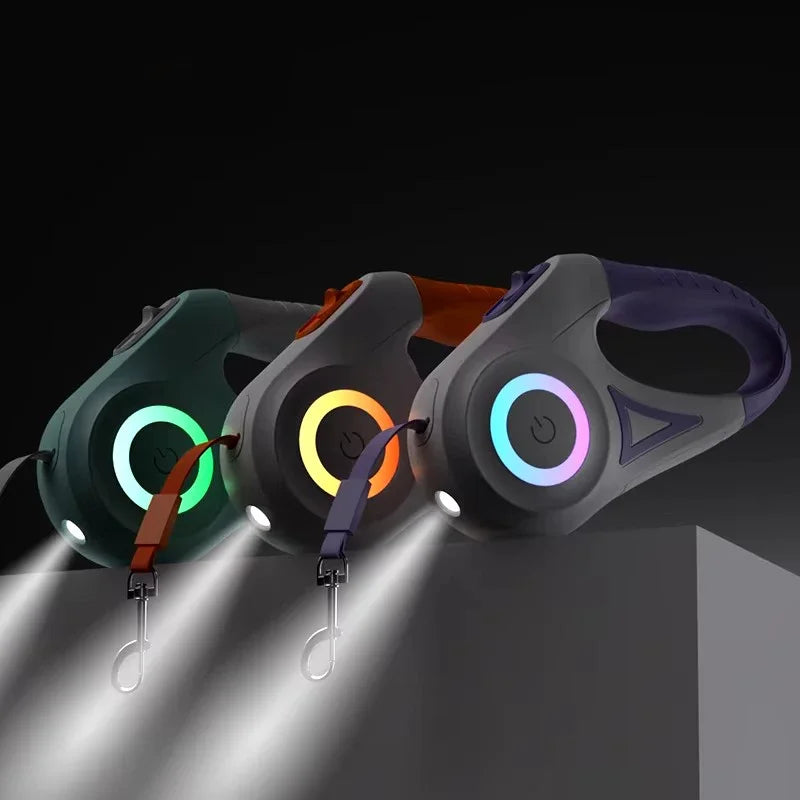 Automatic Retractable Dog Leash With LED Light And Durable Nylon