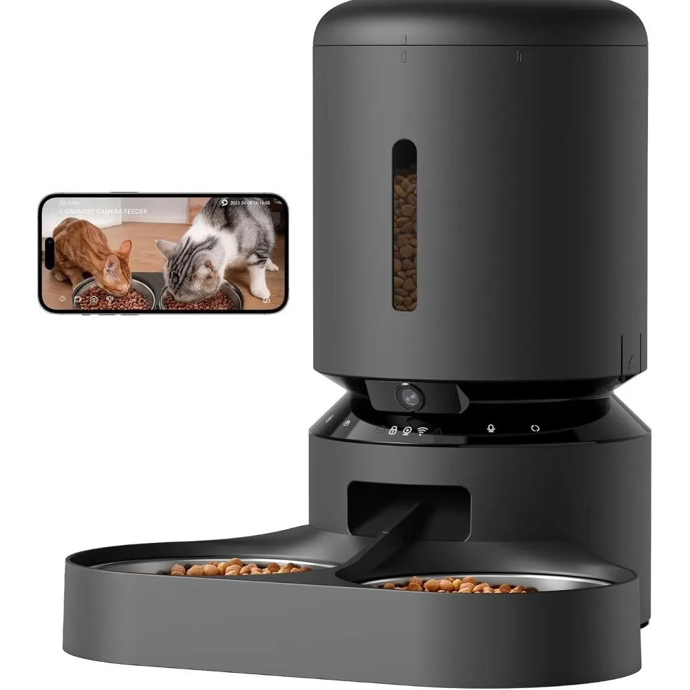Automatic Cat Feeder with Camera for Two Cats 1080P HD Video with Night Vision 5G WiFi Pet Feeder with Two Way Audio Sound Alerts