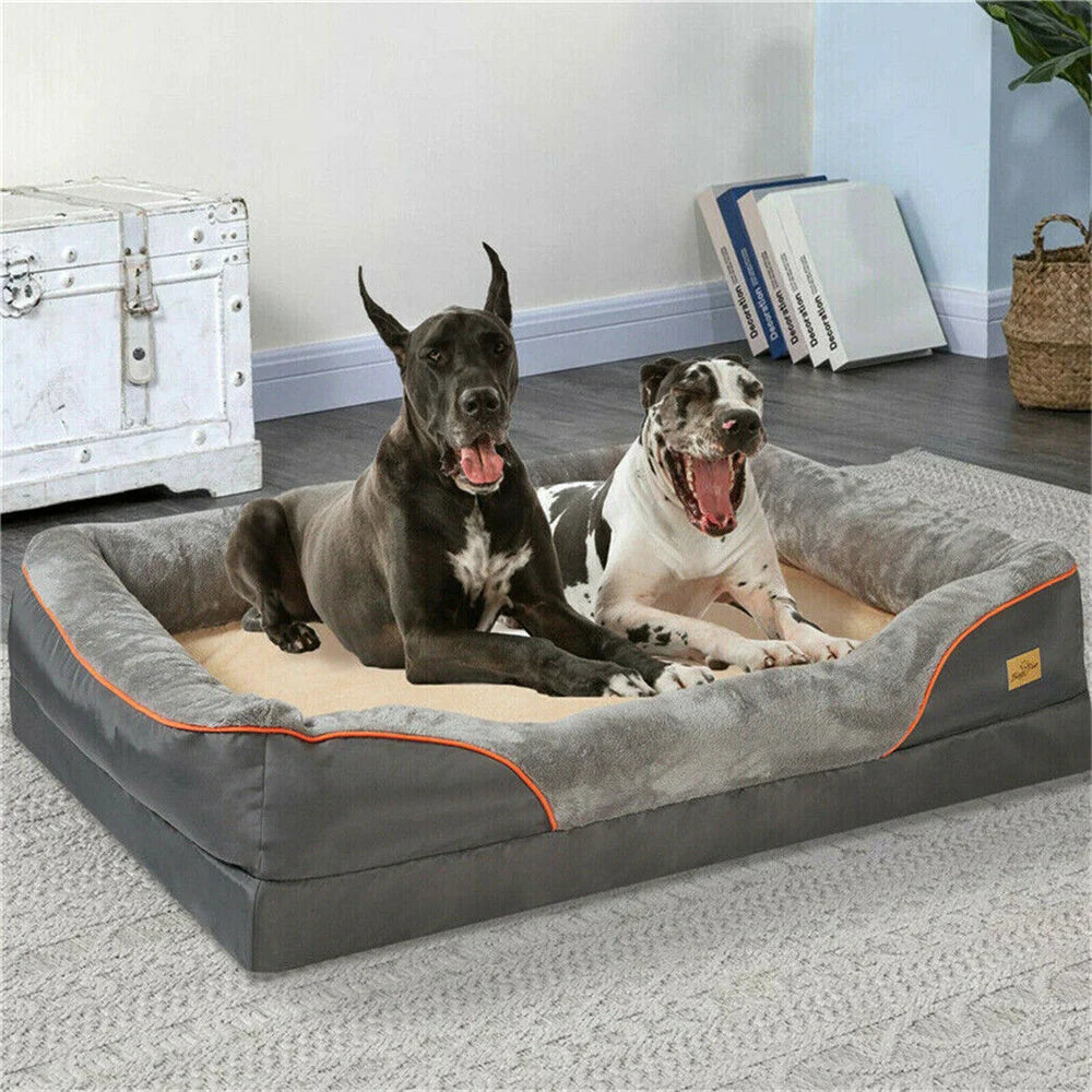 Jumbo Large Orthopedic Dog Bed Memory Foam Pet Sofa Waterproof Elevated Cushion Warm Puppy Bolster Couch Removable Cover