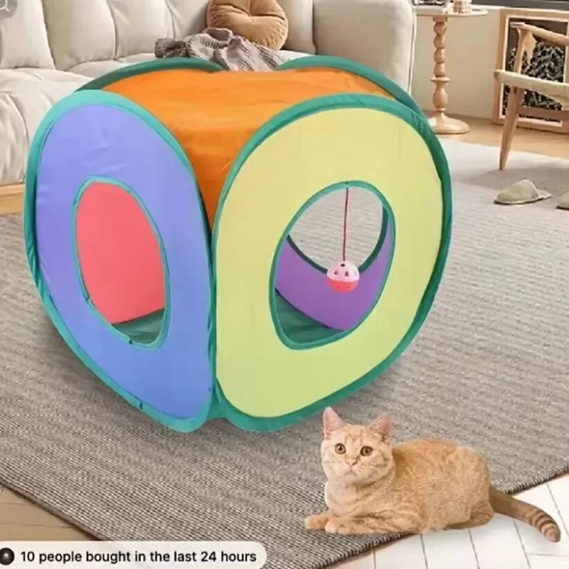 Foldable Cat Tunnels Inside Cube Tent Kitten Toy For Cats And Small Dogs
