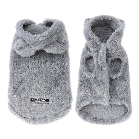 Soft Fleece Hooded Coat For Small Medium Dogs Cats Pug Winter Warm Sweater