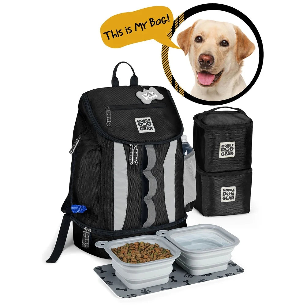 Pet Luggage Travel Backpack For Medium Dogs With Large Storage Compartments Collapsible Bowls Food Carriers Easy Access Pockets