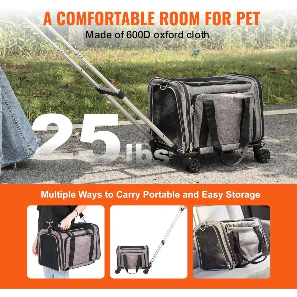 Airline Approved Pet Carrier With Wheels Expandable