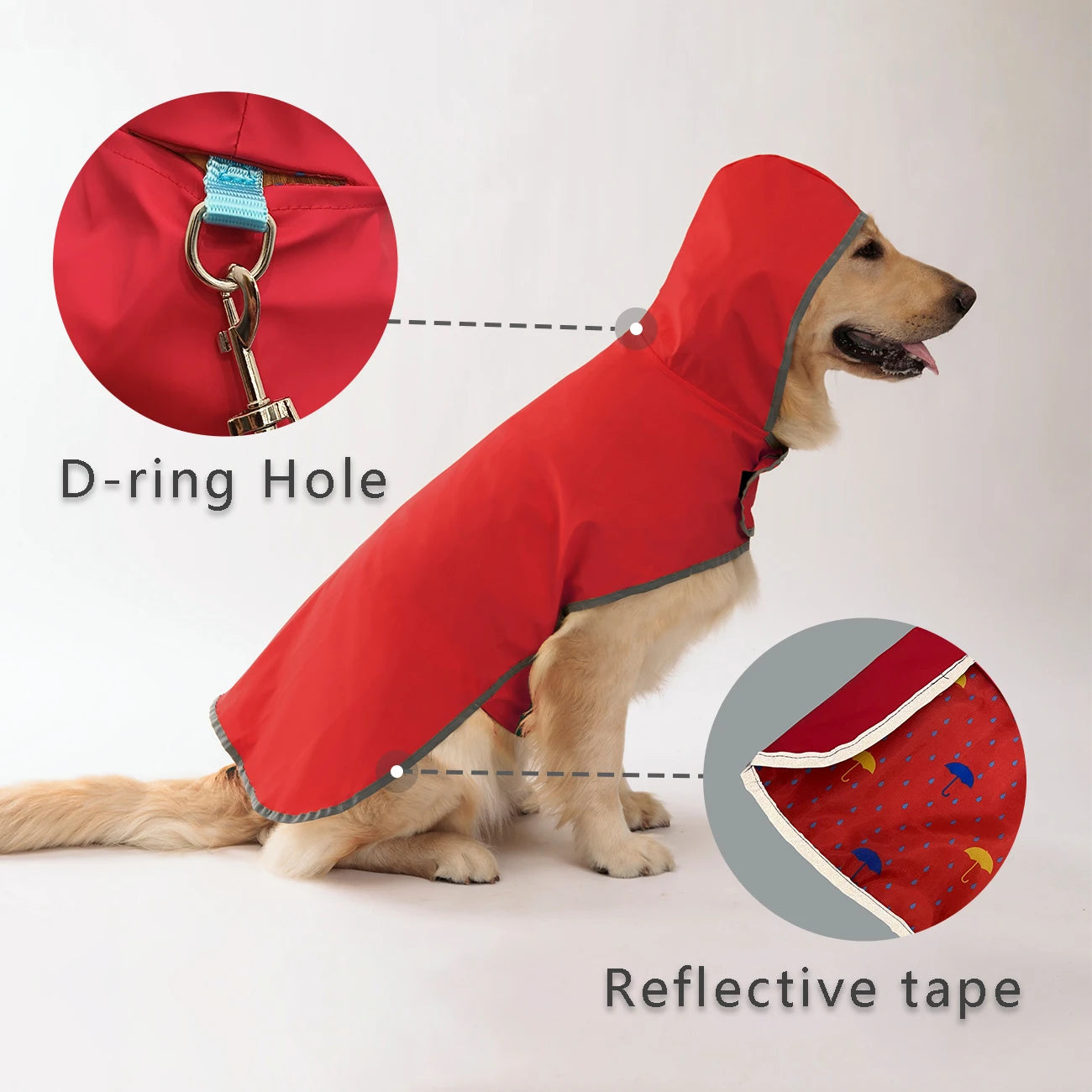 All Weather Dog Raincoat Dual Sided Waterproof Coat With PU Coating And Velcro