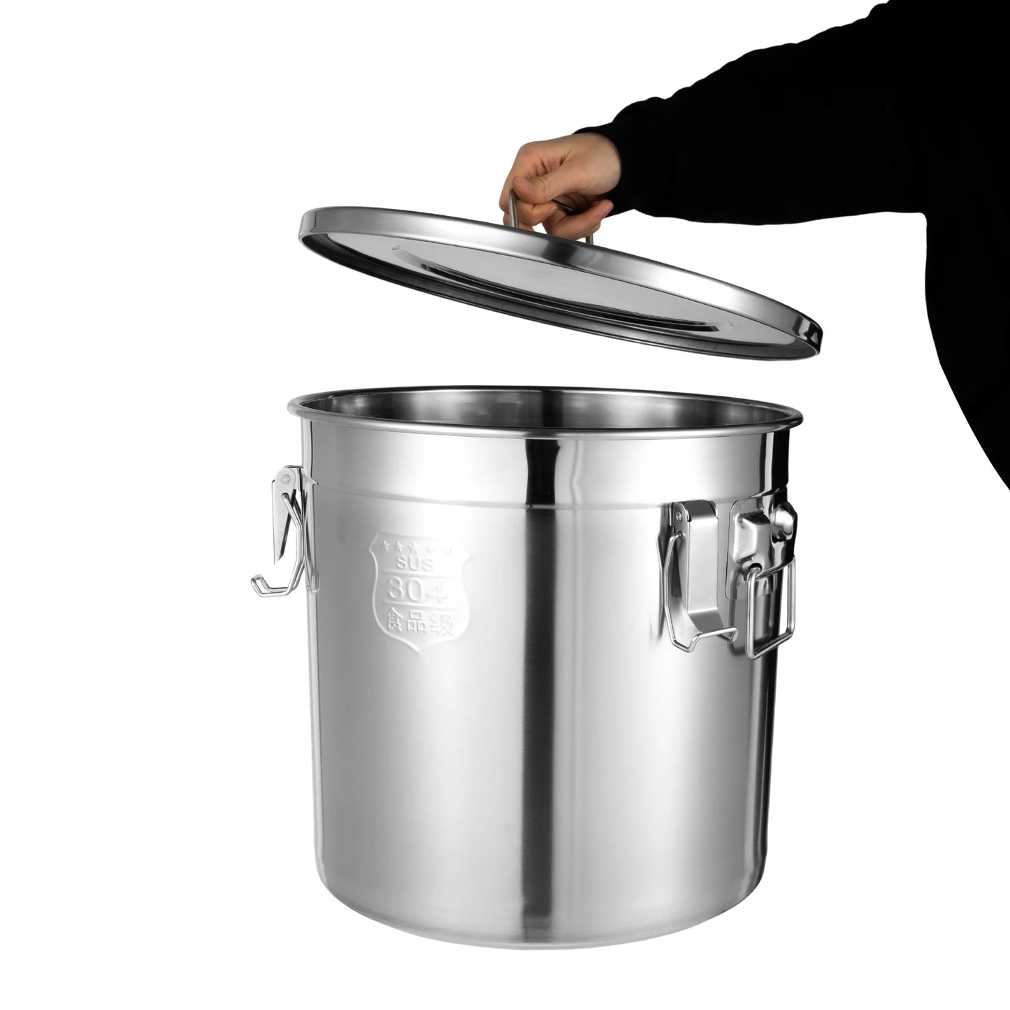 Bymaocar 33L Stainless Steel Airtight Canister Kitchen Storage Bucket Dry Food Container