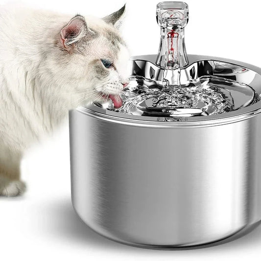 2L Smart Cat Water Fountain Automatic Filter Water Dispenser Feeder Motion Sensor Pet Drinking Fountain 304 Stainless Steel
