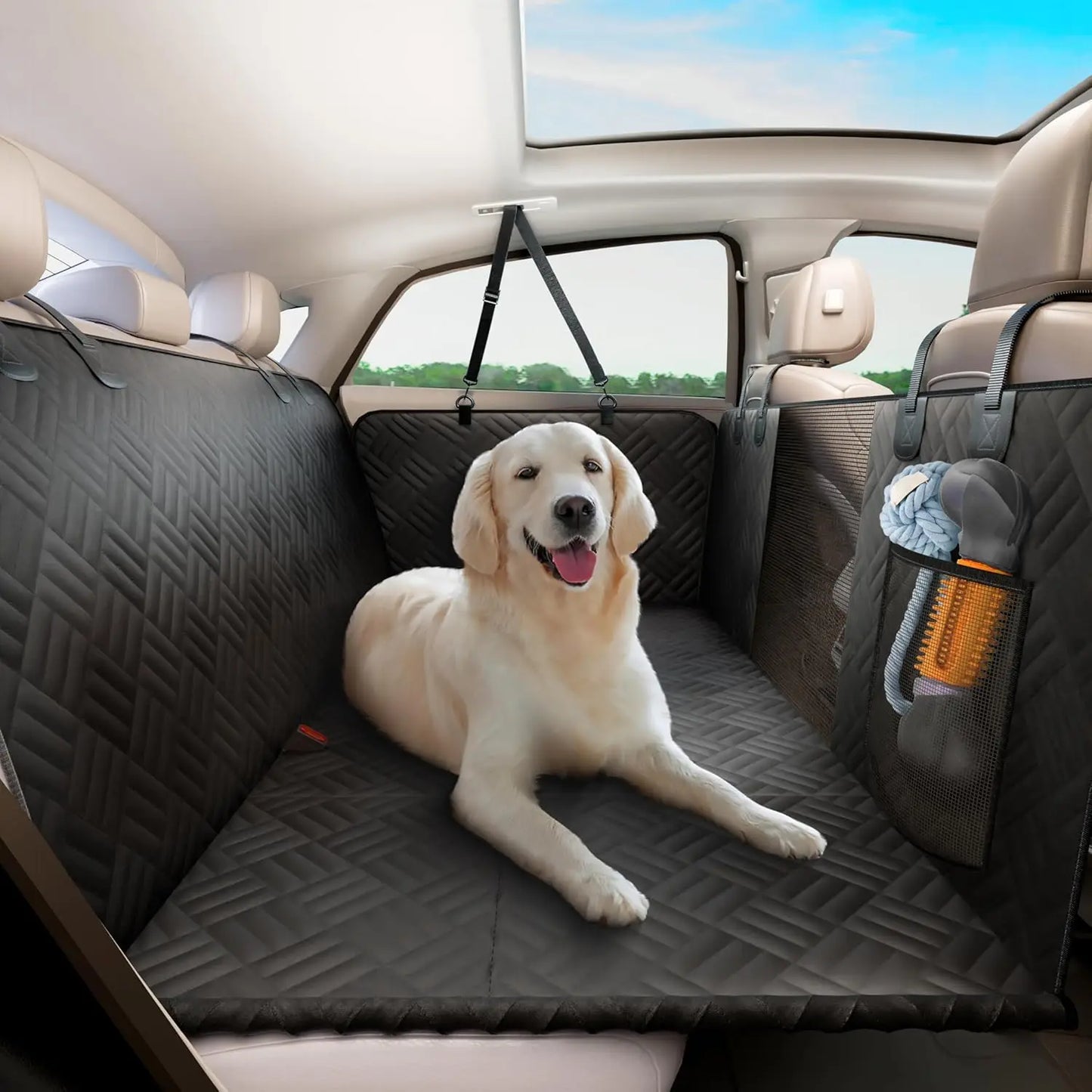 NONECN Car Rear Seat Dog Hammock Extender 600D Heavy-Duty