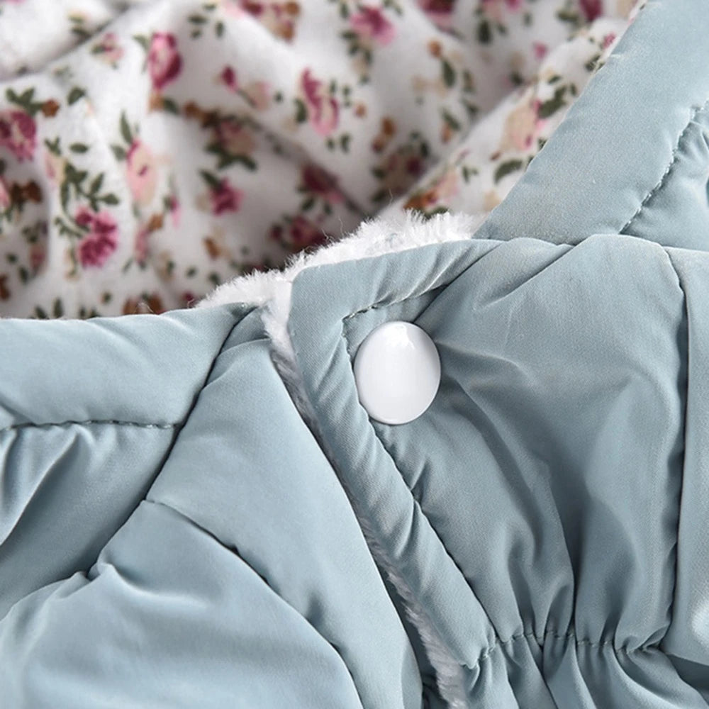 Winter Warm Dog Dress Puppy Pet Coat Floral Bubble Skirt Hooded Jacket for Chihuahua and Yorkie